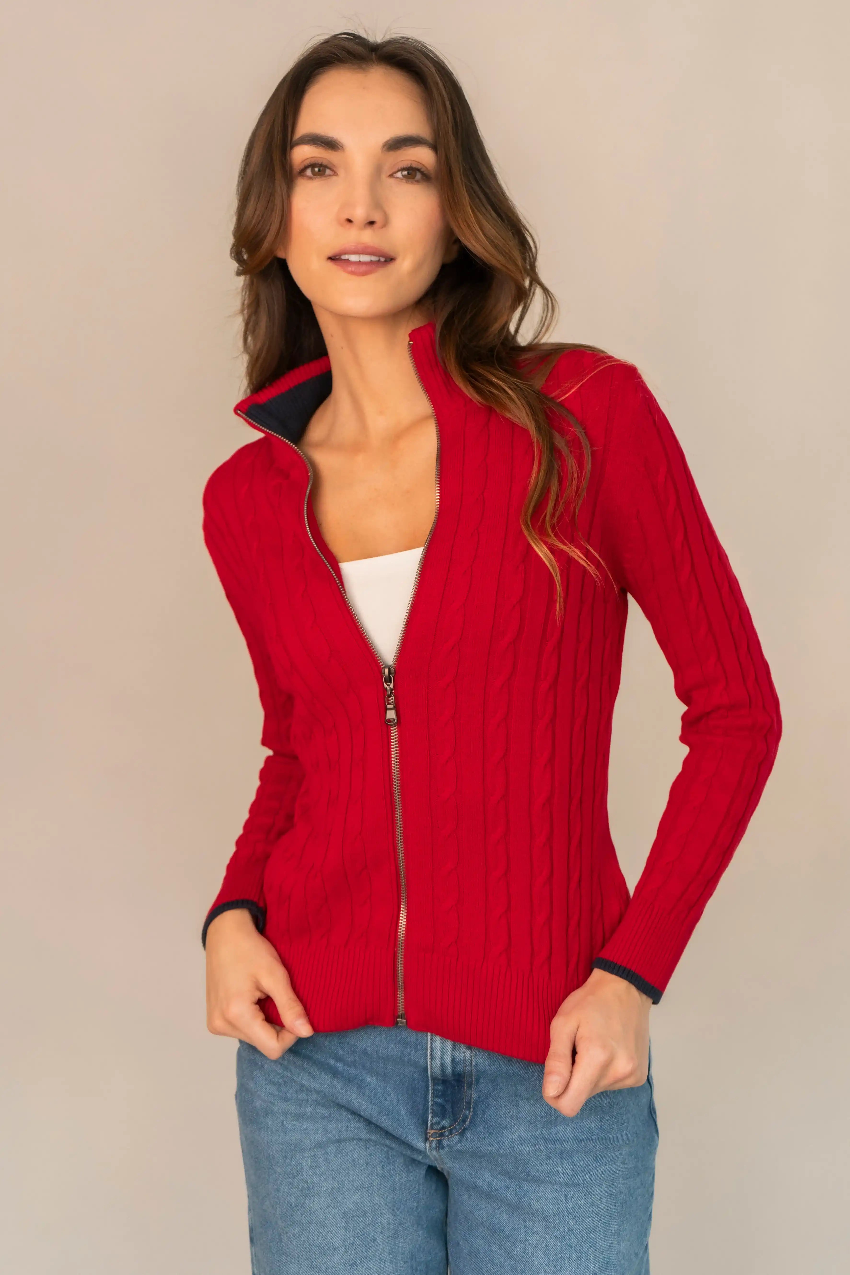 Sueter rojo tejido mujer hot sale