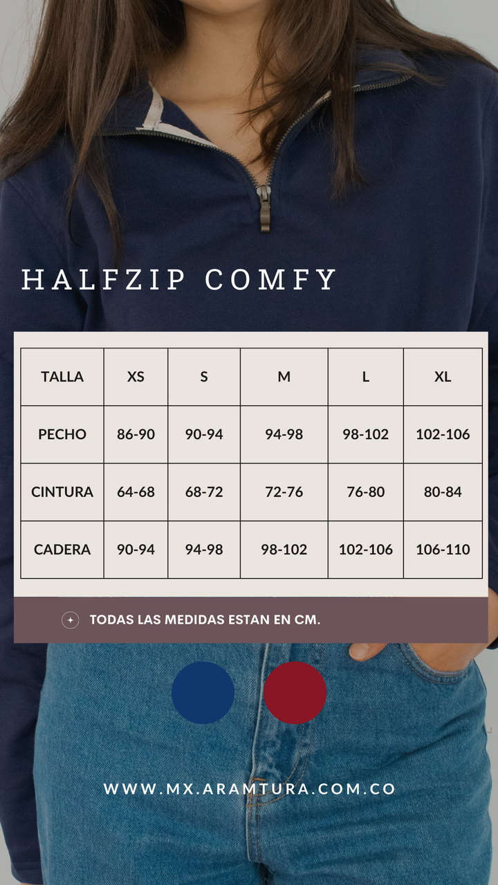 Halfzip comfy Mujer Vinotinto