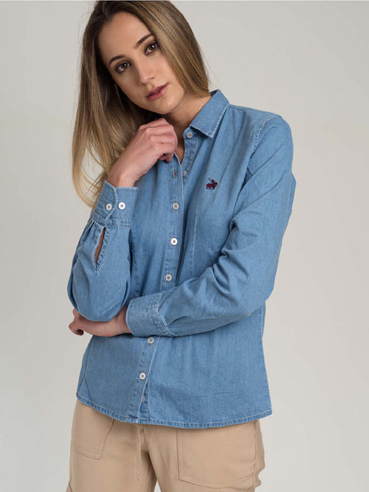 Camisa Denim Oversized Mujer Azul