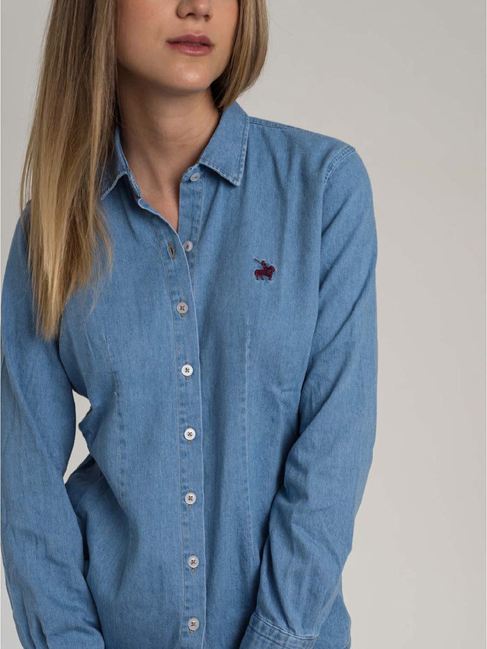 Camisa Denim Oversized Mujer Azul