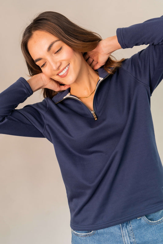 Halfzip comfy Mujer Azul oscuro