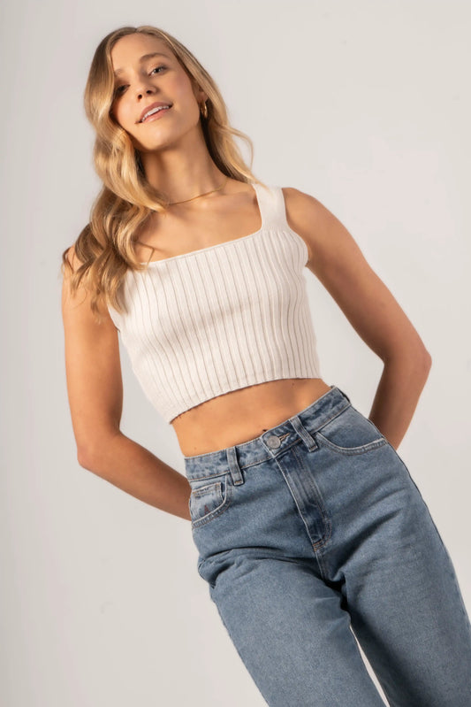 Crop Top Hueso Mujer