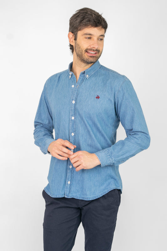 Camisa Denim Hombre Azul