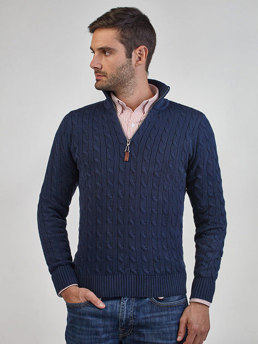 Sueter Halfzip Trenzado Azul oscuro-armatura