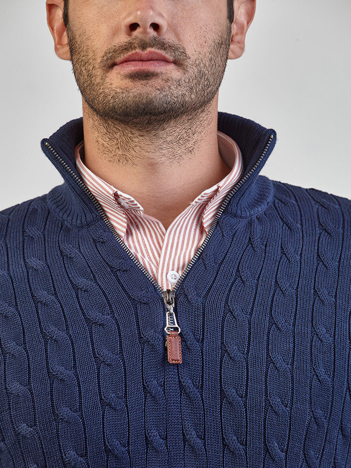 Sueter Halfzip Trenzado Azul oscuro-armatura